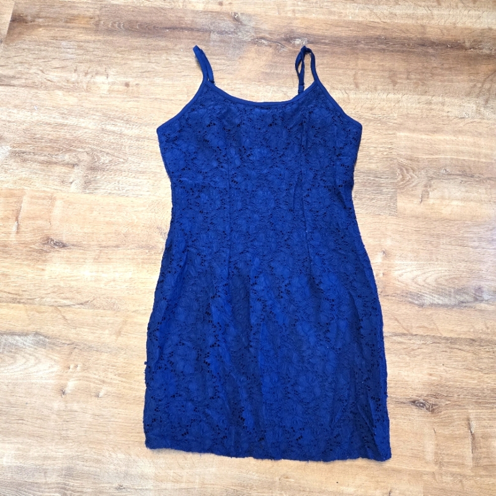 Forever 21 Blue Sheath Mini Dress Spaghetti Strap Large